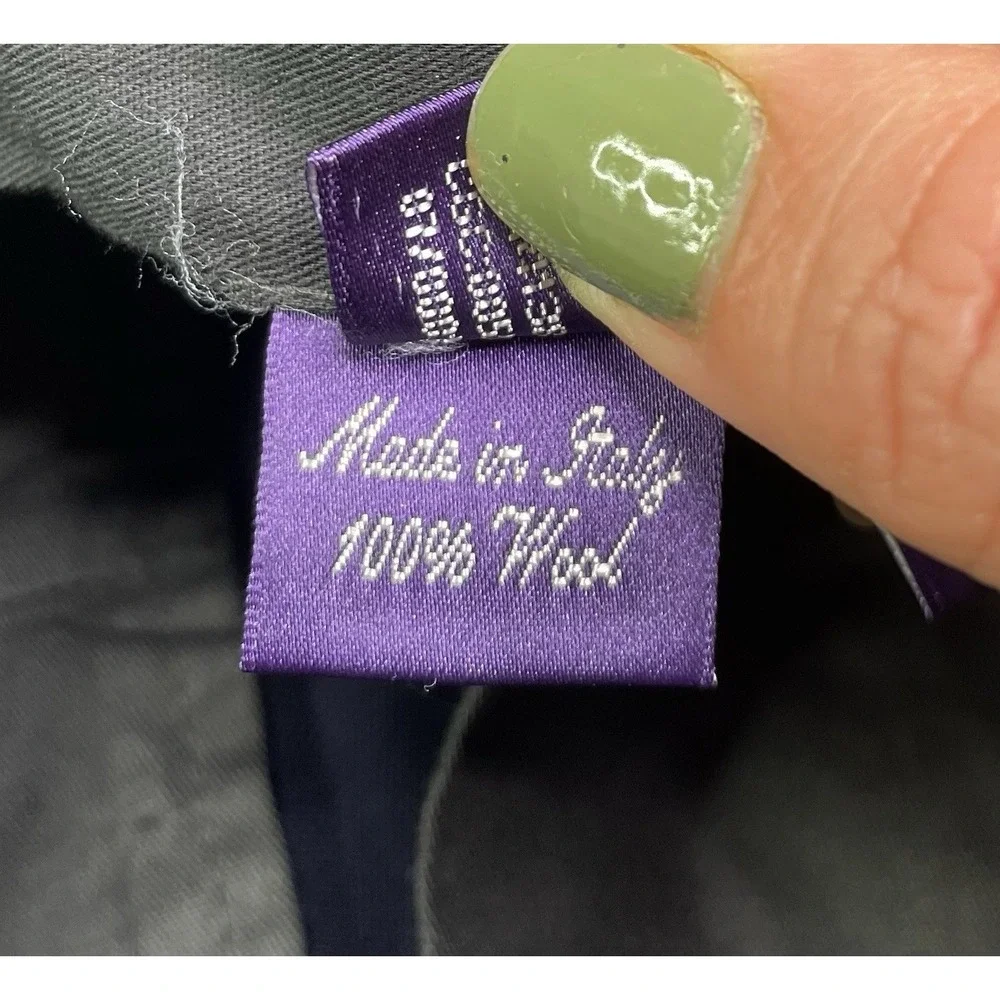 Ralph Lauren Purple Label Dress Pants Mens‎ 38 Navy Blue Wool Pleated Cuffed